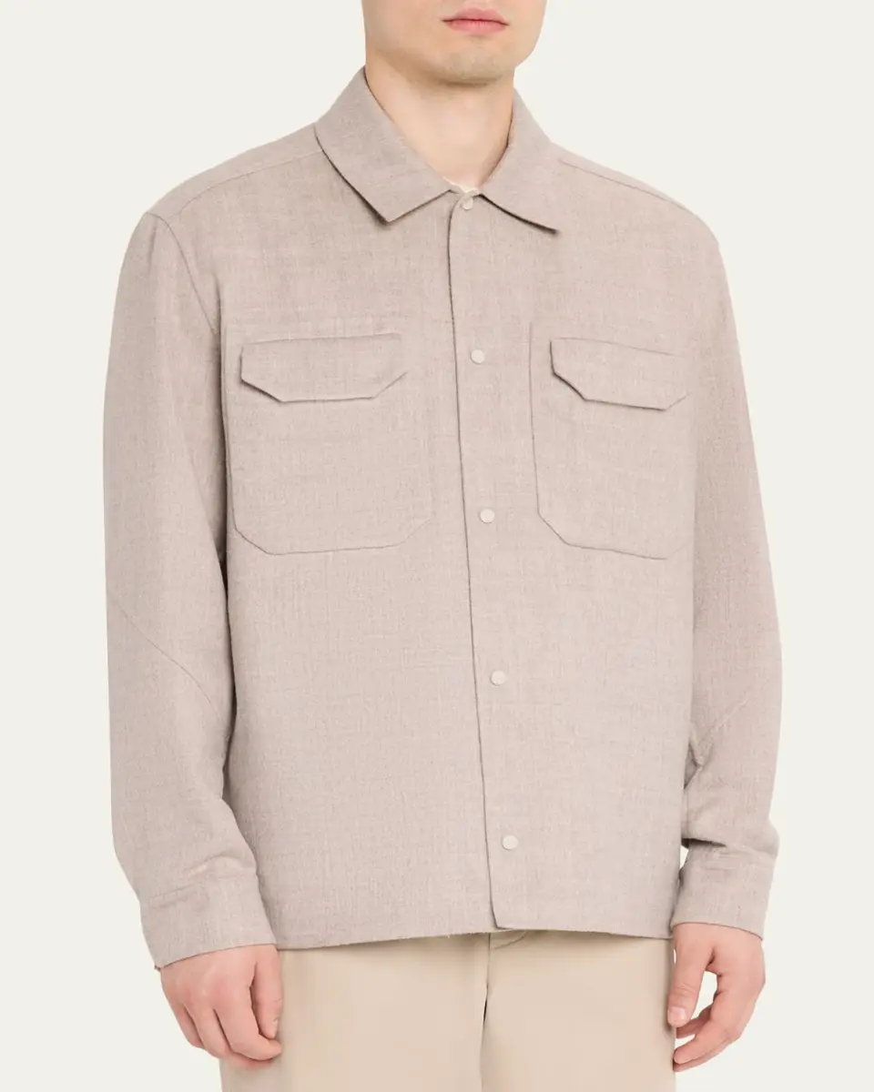 Sease Men's Double Wool-Cashmere Overshirt | Thumbnail 4