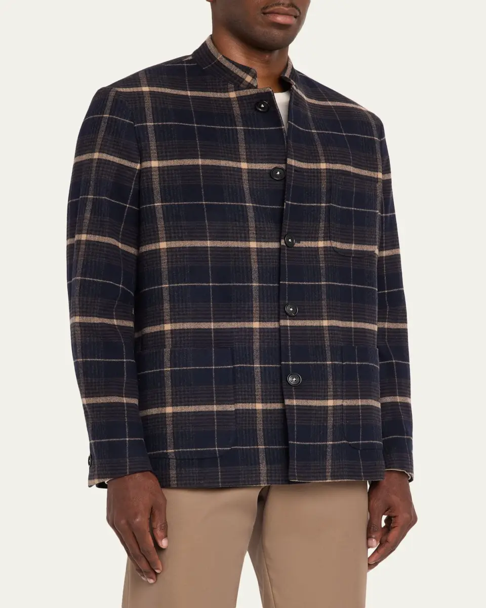 Massimo Alba Men's Wool-Cashmere Plaid Blazer | Thumbnail 4 Massimo Alba Men's Wool-Cashmere Plaid Blazer | Thumbnail 4