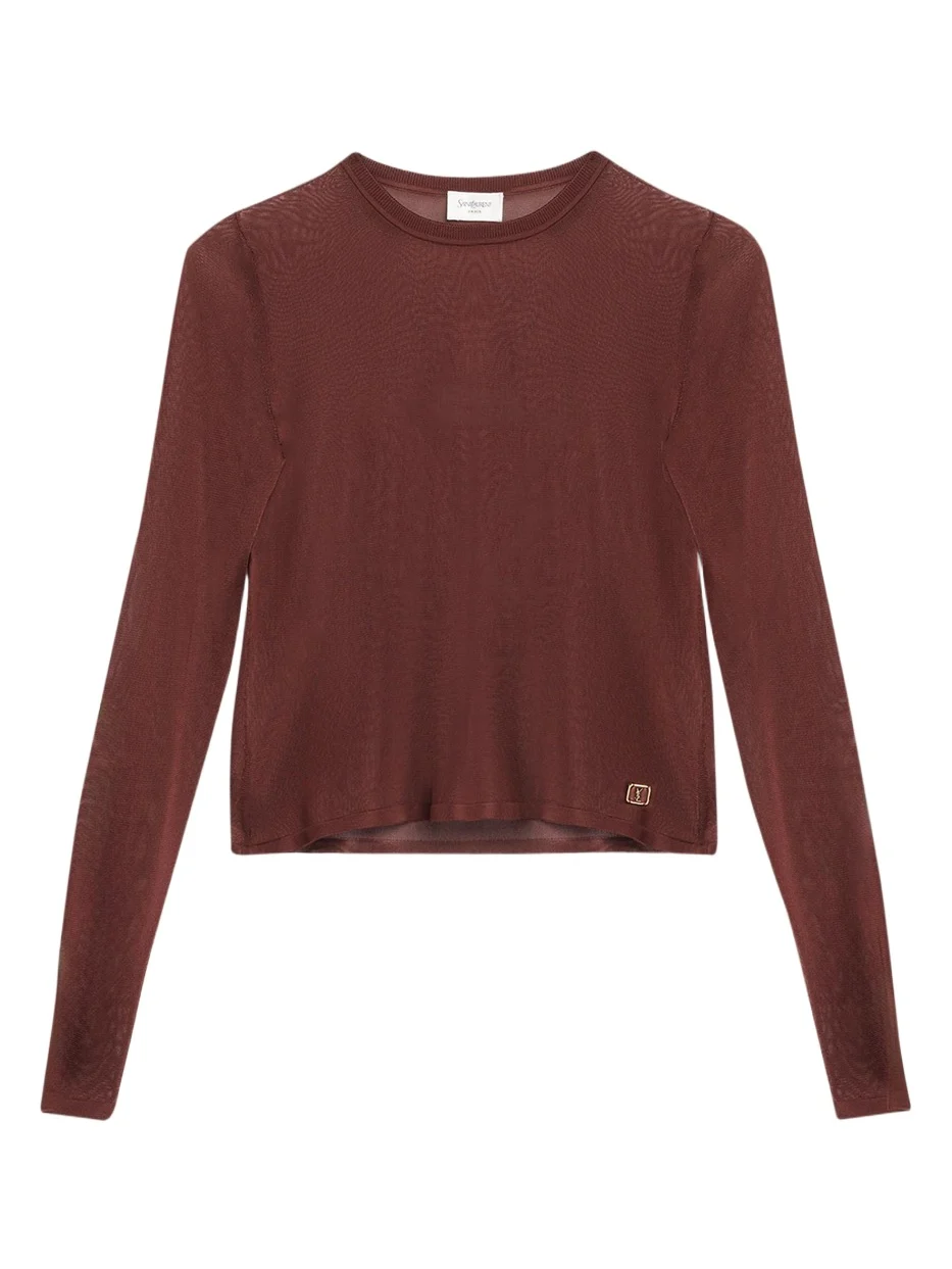 Cassandre Sheer Knit Long-Sleeve Top