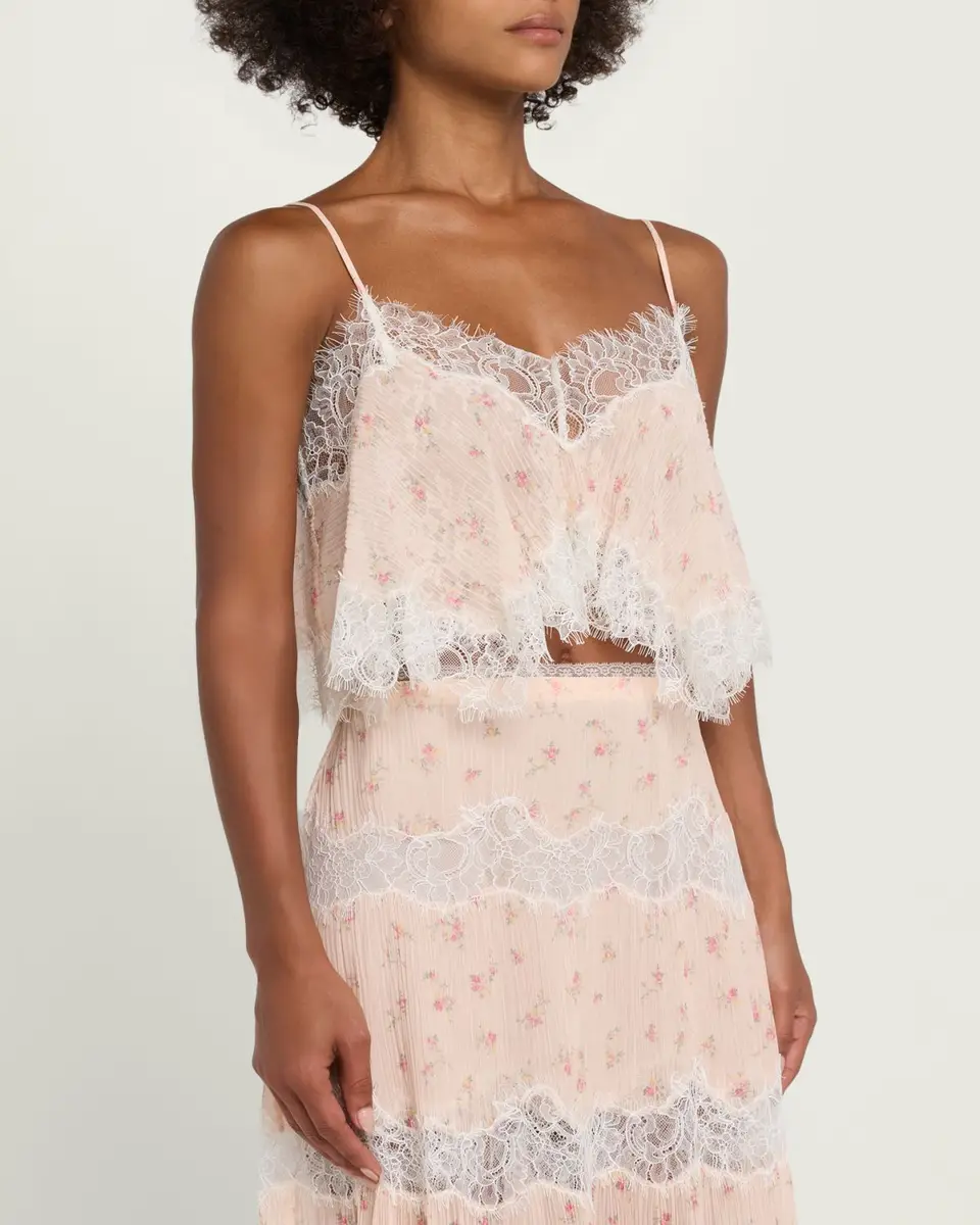 LoveShackFancy Elysia Silk Crop Top | Thumbnail 4 LoveShackFancy Elysia Silk Crop Top | Thumbnail 4