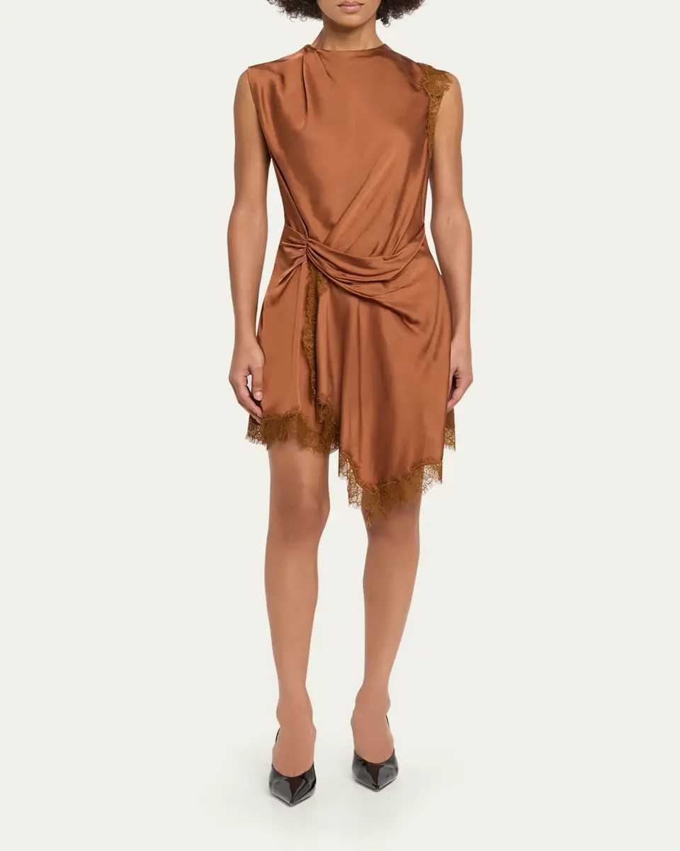 A.L.C. Dion Draped Satin Lace Mini Dress | Thumbnail 2 A.L.C. Dion Draped Satin Lace Mini Dress | Thumbnail 2