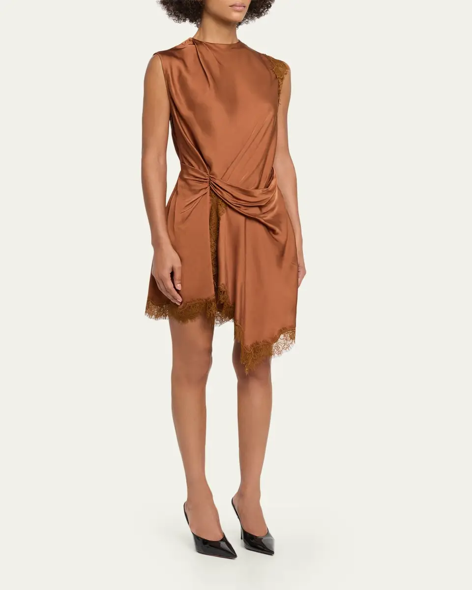 A.L.C. Dion Draped Satin Lace Mini Dress | Thumbnail 4 A.L.C. Dion Draped Satin Lace Mini Dress | Thumbnail 4