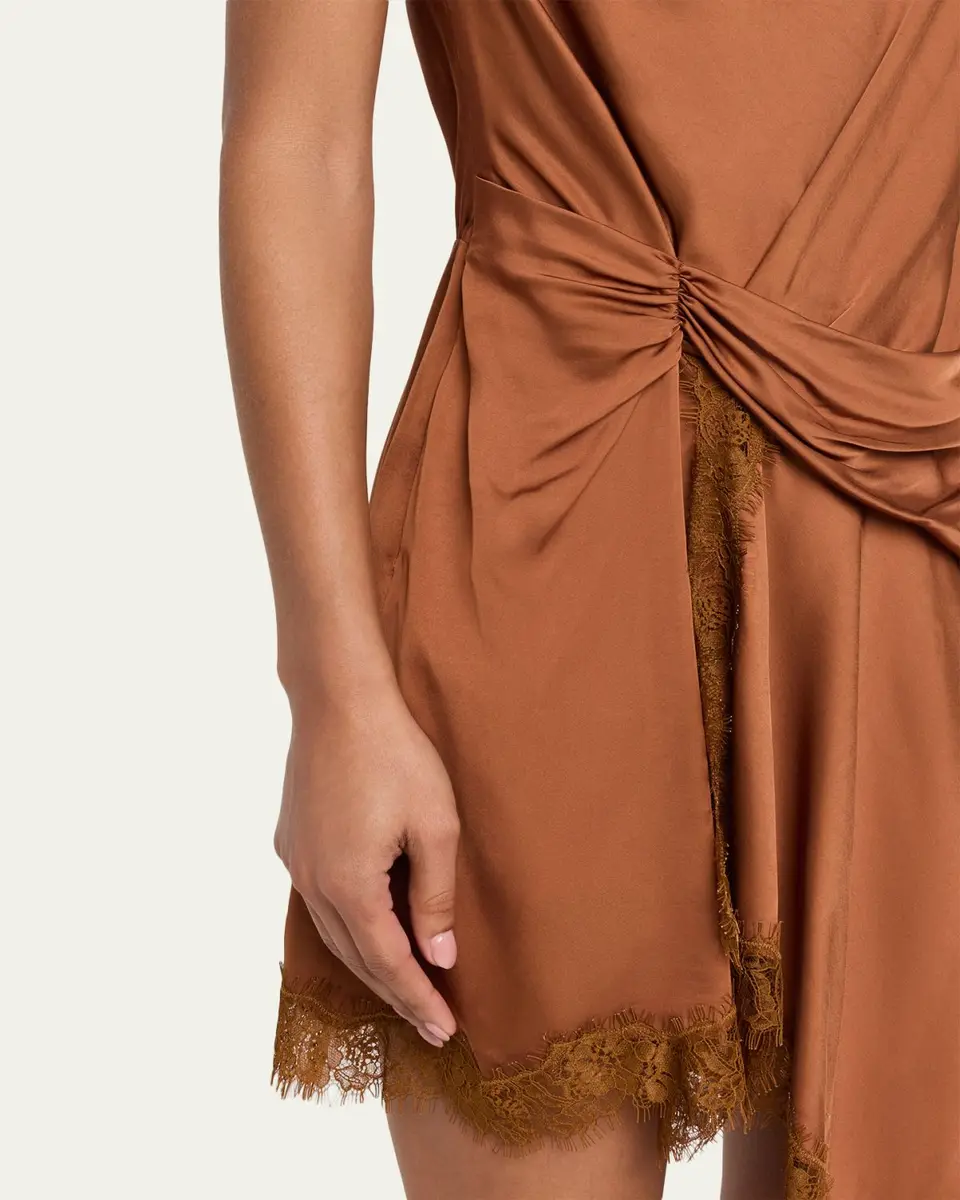 A.L.C. Dion Draped Satin Lace Mini Dress | Thumbnail 5 A.L.C. Dion Draped Satin Lace Mini Dress | Thumbnail 5