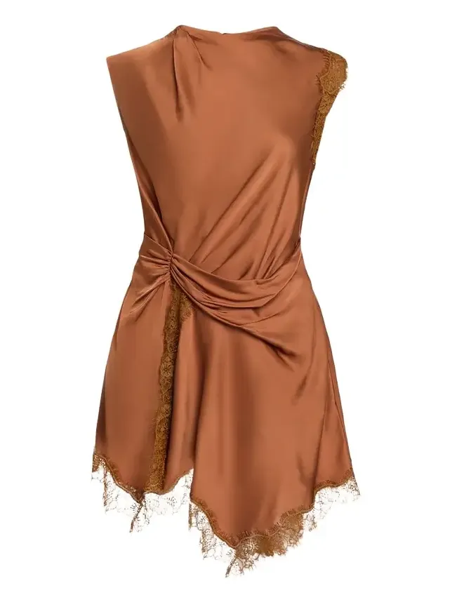 Dion Draped Satin Lace Mini Dress