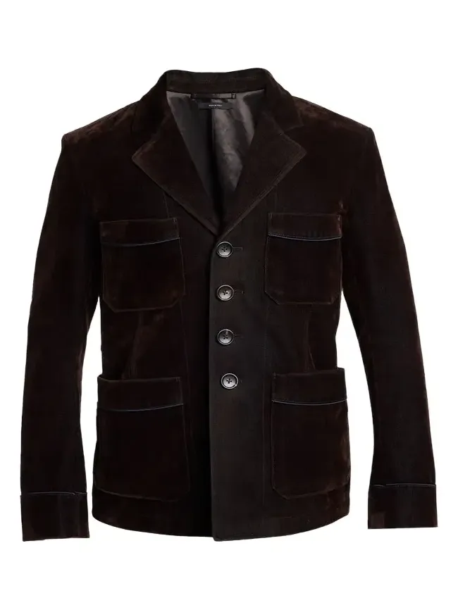 Men's Wool Patch Pocket Single-Breasted Blazer