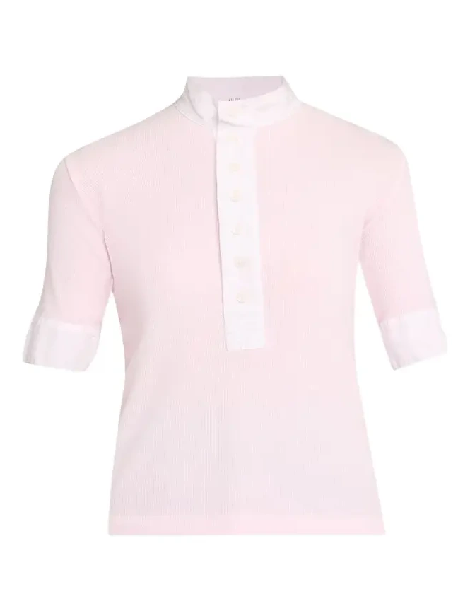 ALL THREE Maria Ribbed Henley Shirt
