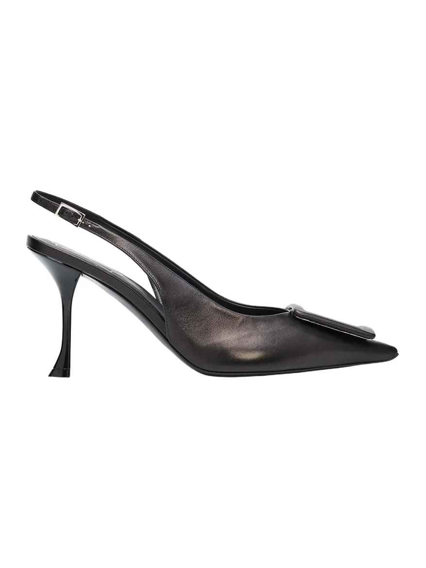 Roger Vivier 85mm Viv Ville Leather Slingback Pumps