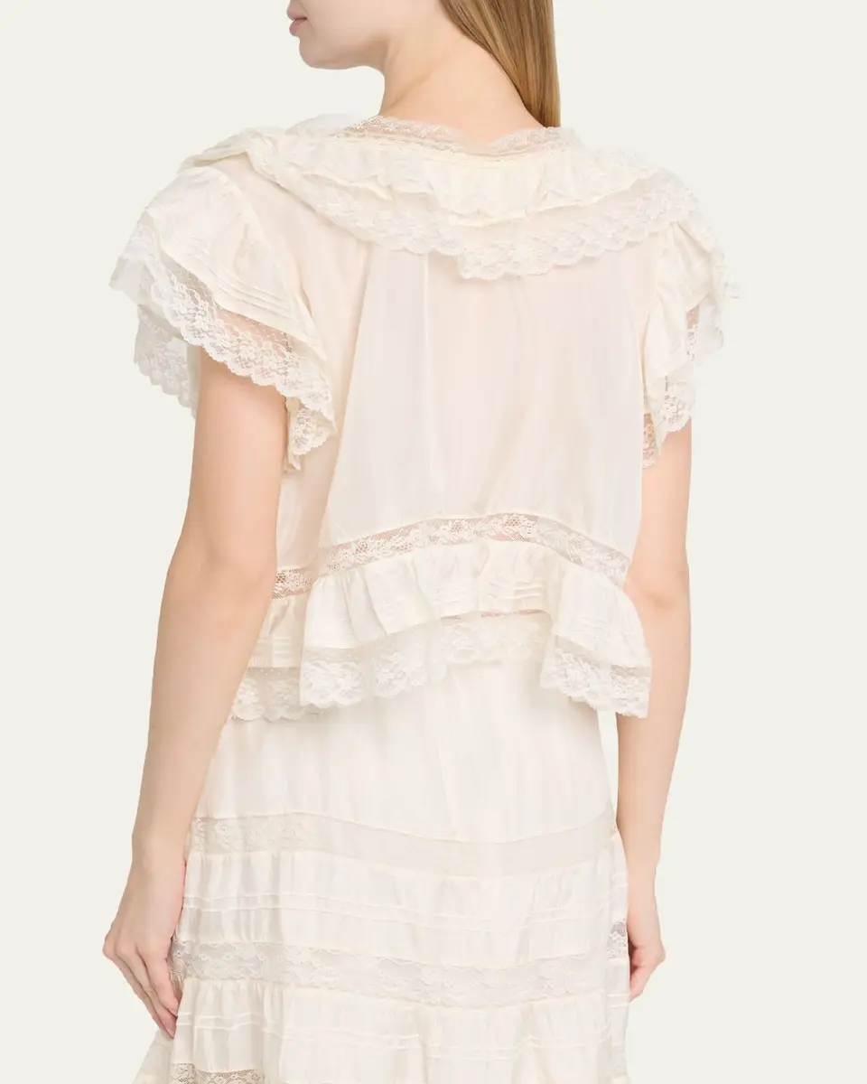 LoveShackFancy Persine Silk Ruffle Top | Thumbnail 3 LoveShackFancy Persine Silk Ruffle Top | Thumbnail 3