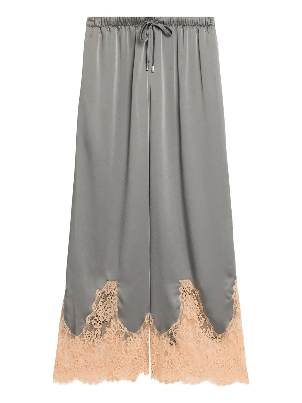 Mirel Lace-Trim Satin Pants
