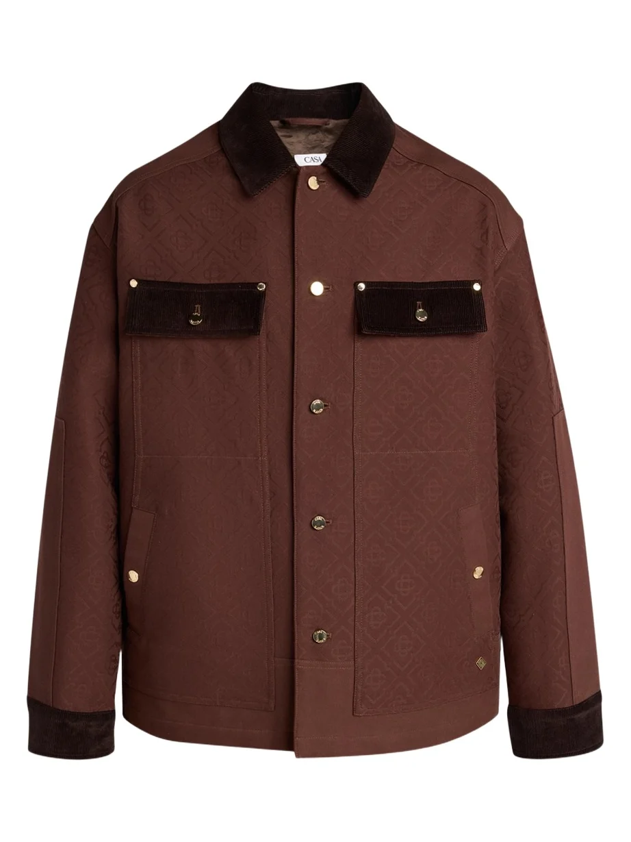 Men's Cotton Monogram Corduroy-Trim Shirt Jacket Men's Cotton Monogram Corduroy-Trim Shirt Jacket