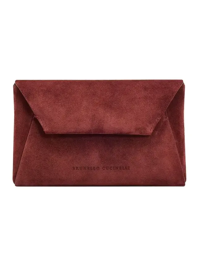 Suede Envelope Clutch Bag