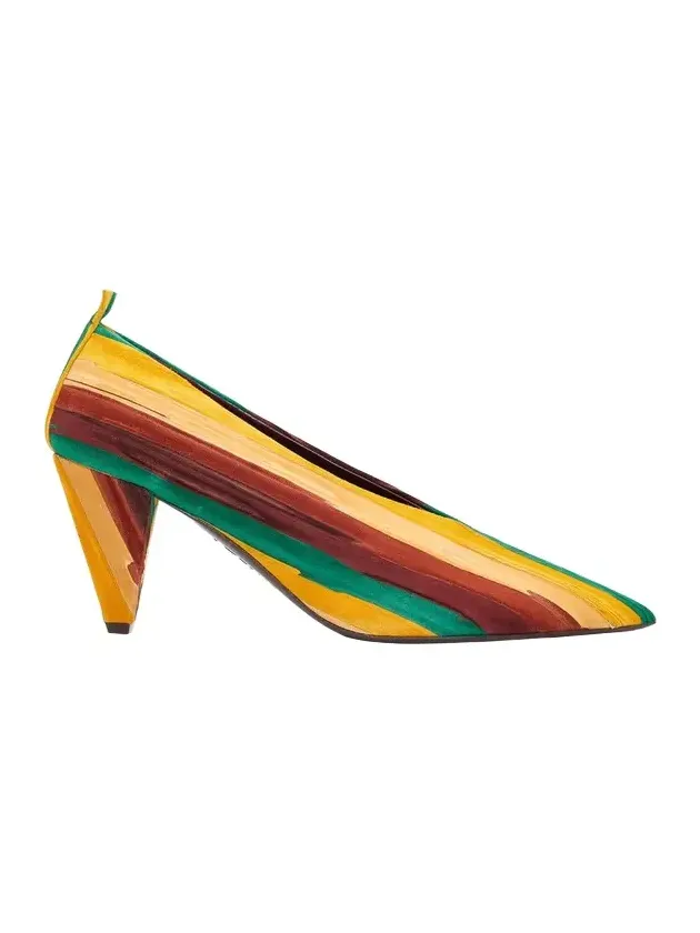 Loewe 85mm Origami Cubic Striped Suede Pumps