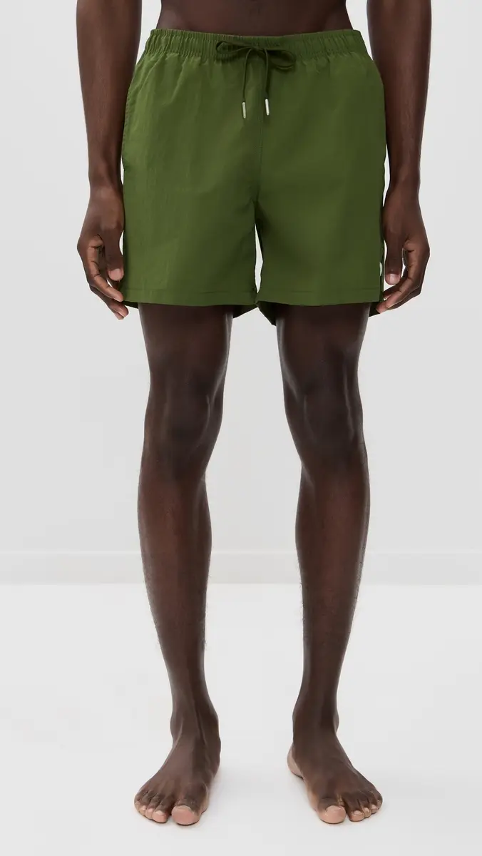BATHER Solid Olive Swim Trunks 5.5 | Thumbnail 2
