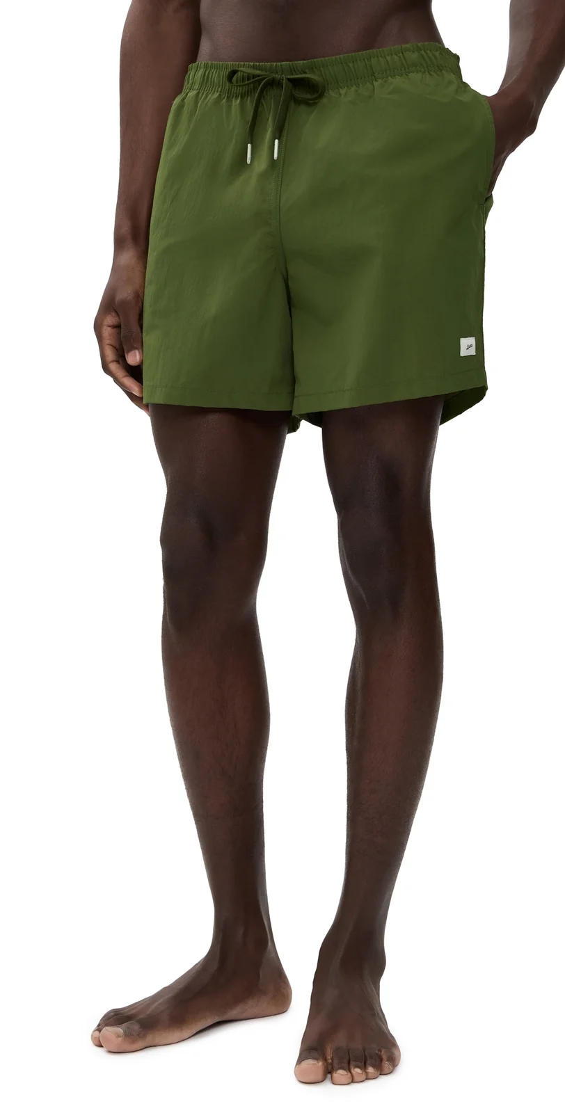 Solid Olive Swim Trunks 5.5