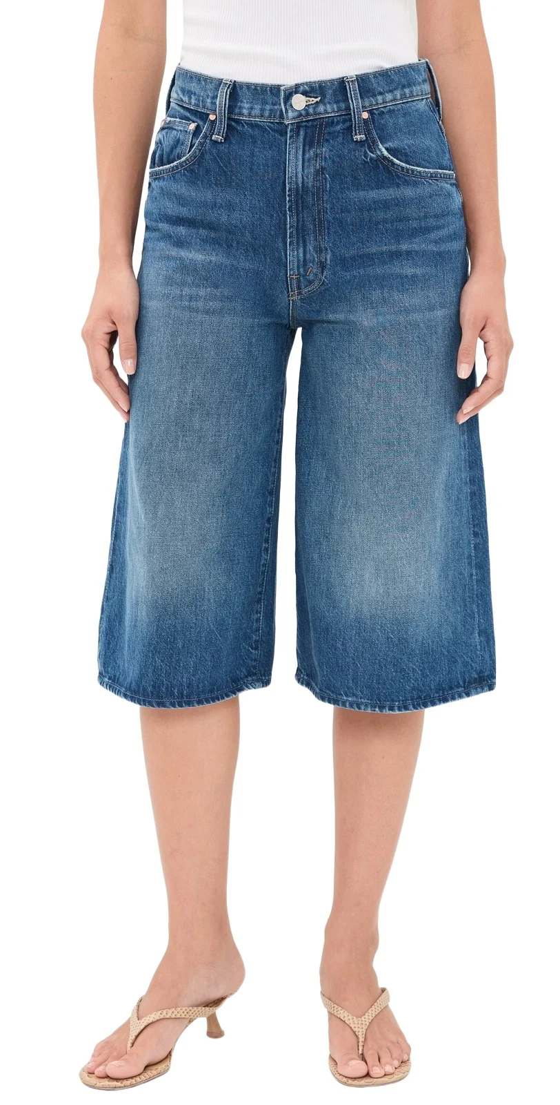 Mother The Whole Lot Zip Denim Shorts
