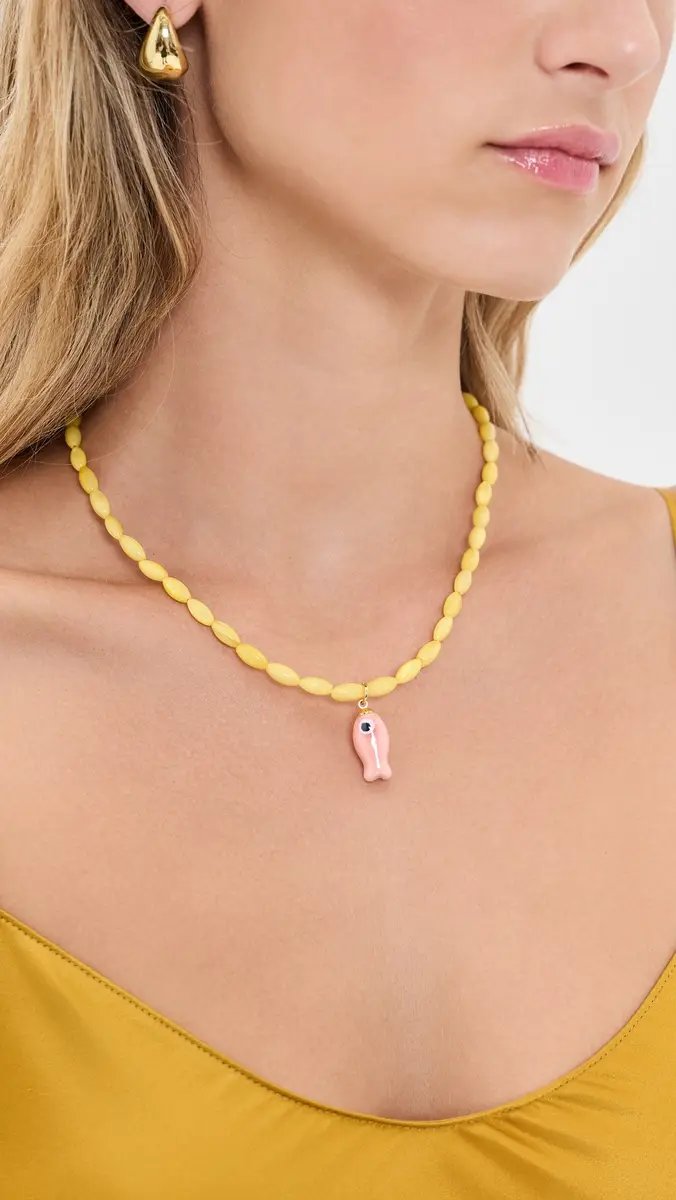 Logan Tay Yellow Beaded Fish Necklace | Thumbnail 3