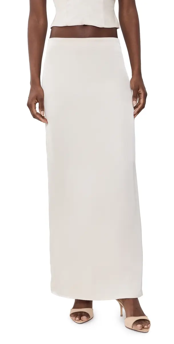 LIONESS Front Row Maxi Skirt Cream | Image 1 LIONESS Front Row Maxi Skirt Cream | Image 1