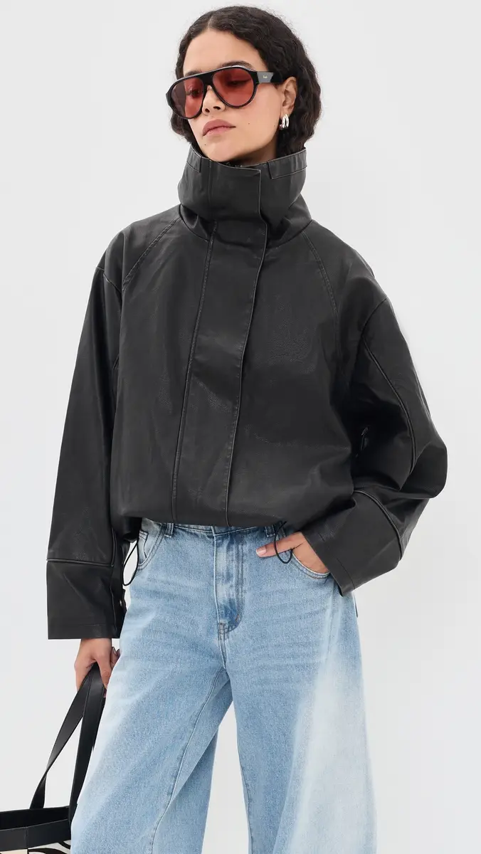 LIONESS Shoreline Funnel Faux Leather Jacket | Thumbnail 2 LIONESS Shoreline Funnel Faux Leather Jacket | Thumbnail 2