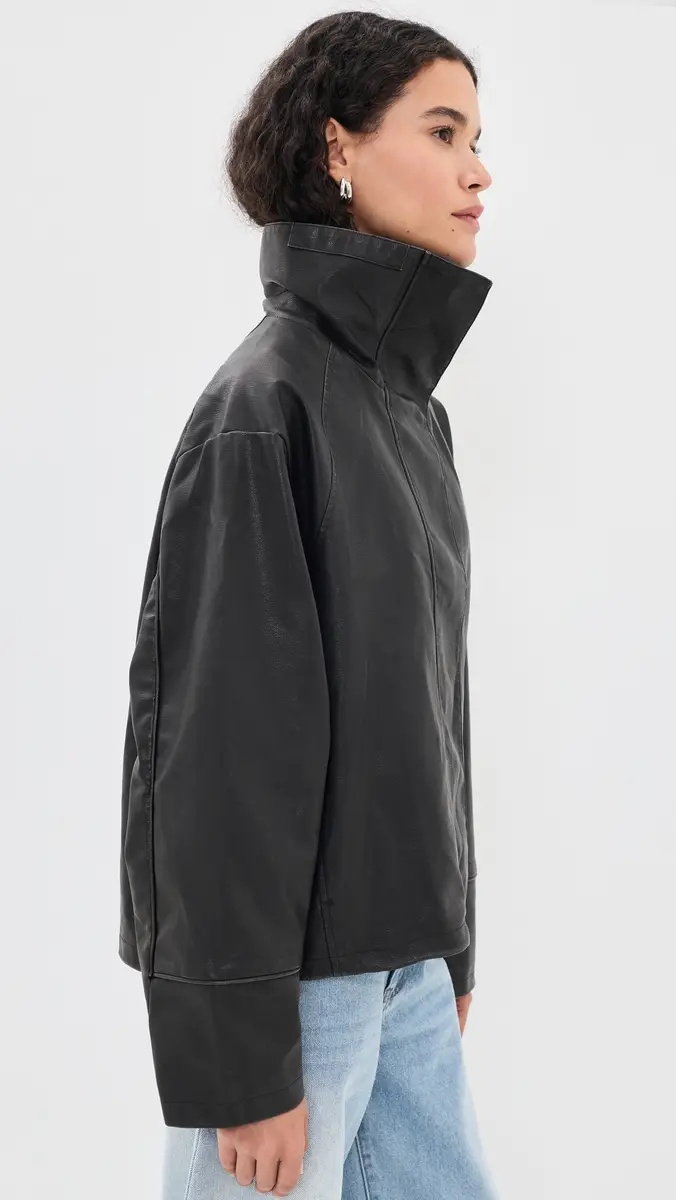 LIONESS Shoreline Funnel Faux Leather Jacket | Thumbnail 4 LIONESS Shoreline Funnel Faux Leather Jacket | Thumbnail 4