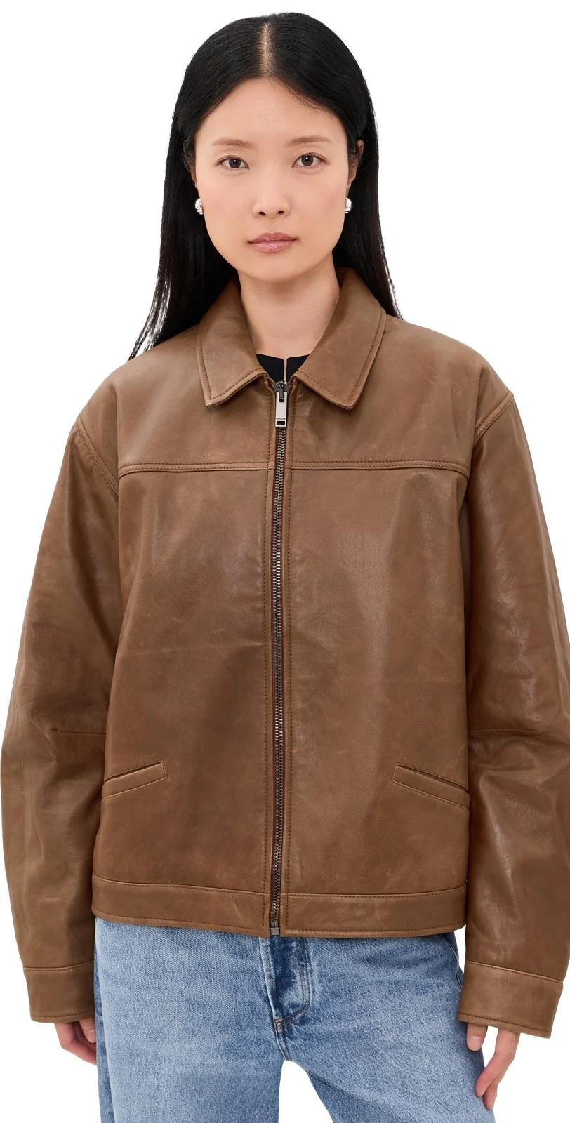 Haikure Jocelyn Cropped Silky Leather Jacket