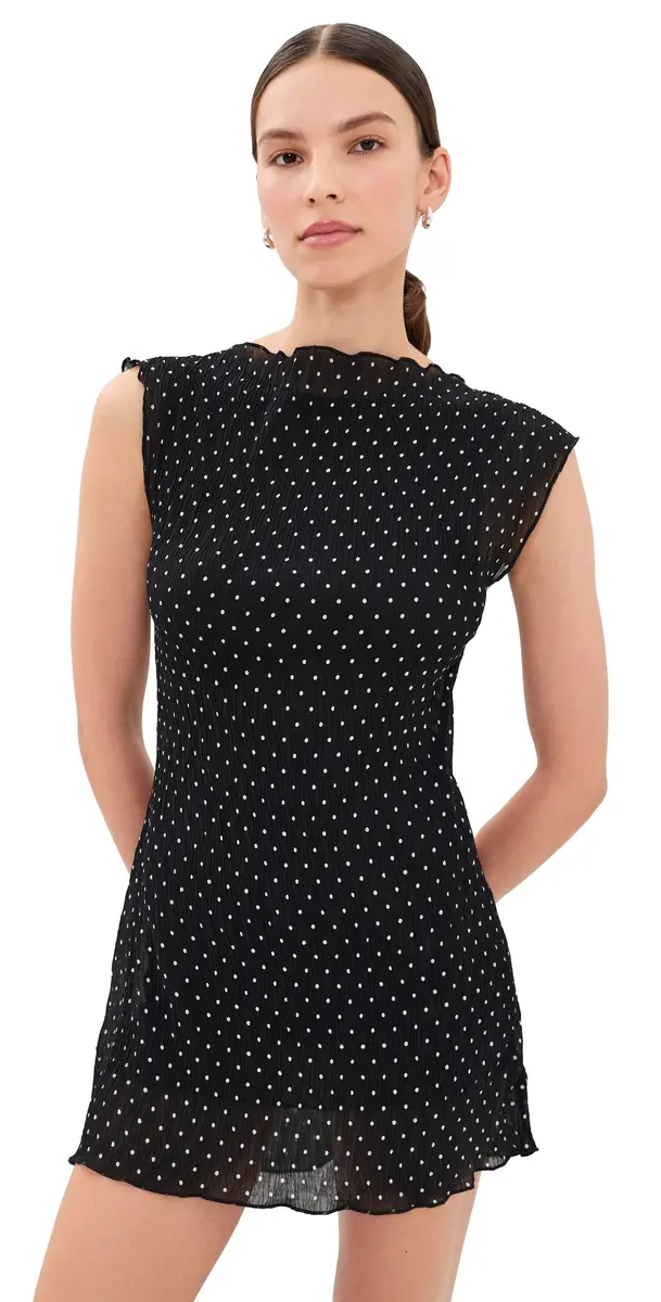 LIONESS ariner Mini Dress Noir Polka | Image 1 LIONESS ariner Mini Dress Noir Polka | Image 1