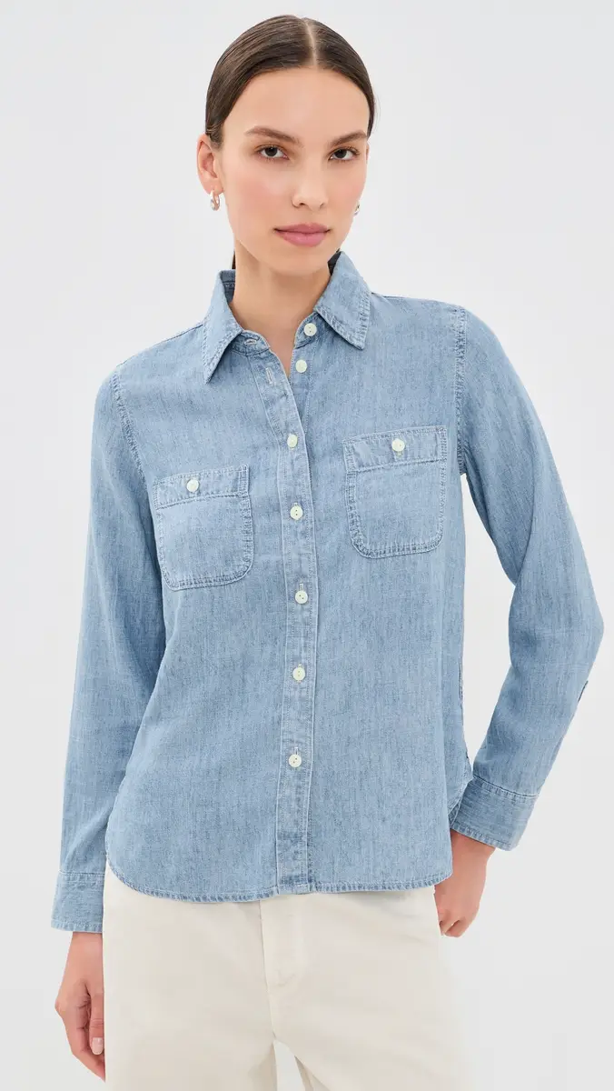 Faherty Tried & Truechambray Classic Buttondown | Thumbnail 2 Faherty Tried & Truechambray Classic Buttondown | Thumbnail 2