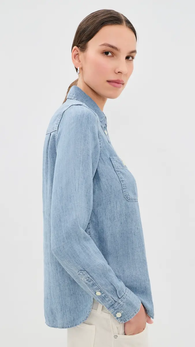 Faherty Tried & Truechambray Classic Buttondown | Thumbnail 4 Faherty Tried & Truechambray Classic Buttondown | Thumbnail 4