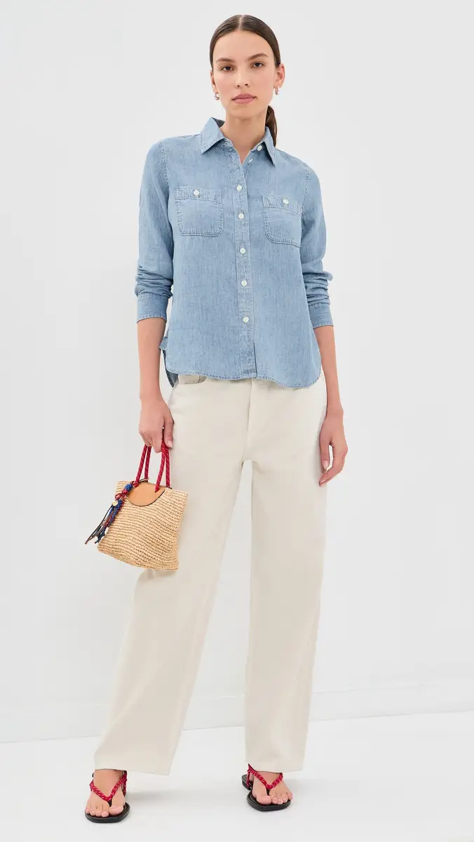 Faherty Tried & Truechambray Classic Buttondown | Thumbnail 5 Faherty Tried & Truechambray Classic Buttondown | Thumbnail 5