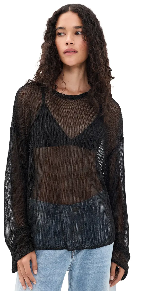 LIONESS Bloom Long Sleeve Sweater Noir | Image 1 LIONESS Bloom Long Sleeve Sweater Noir | Image 1