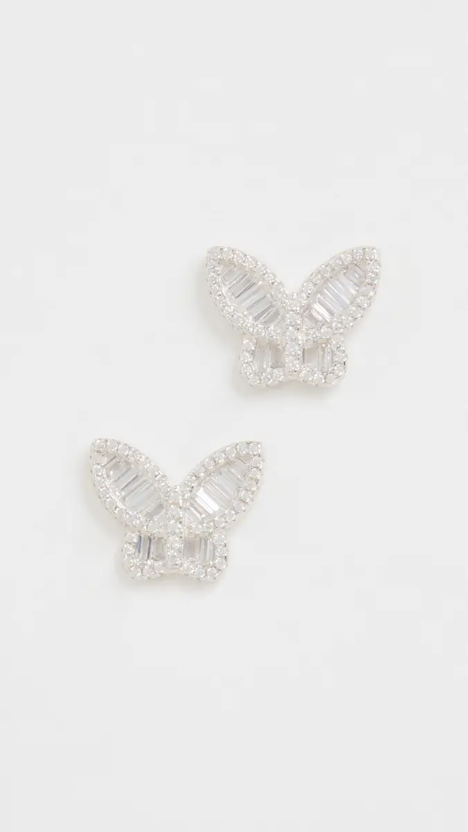 By Adina Eden Pave Baguette Butterfly Stud Earrings | Thumbnail 2