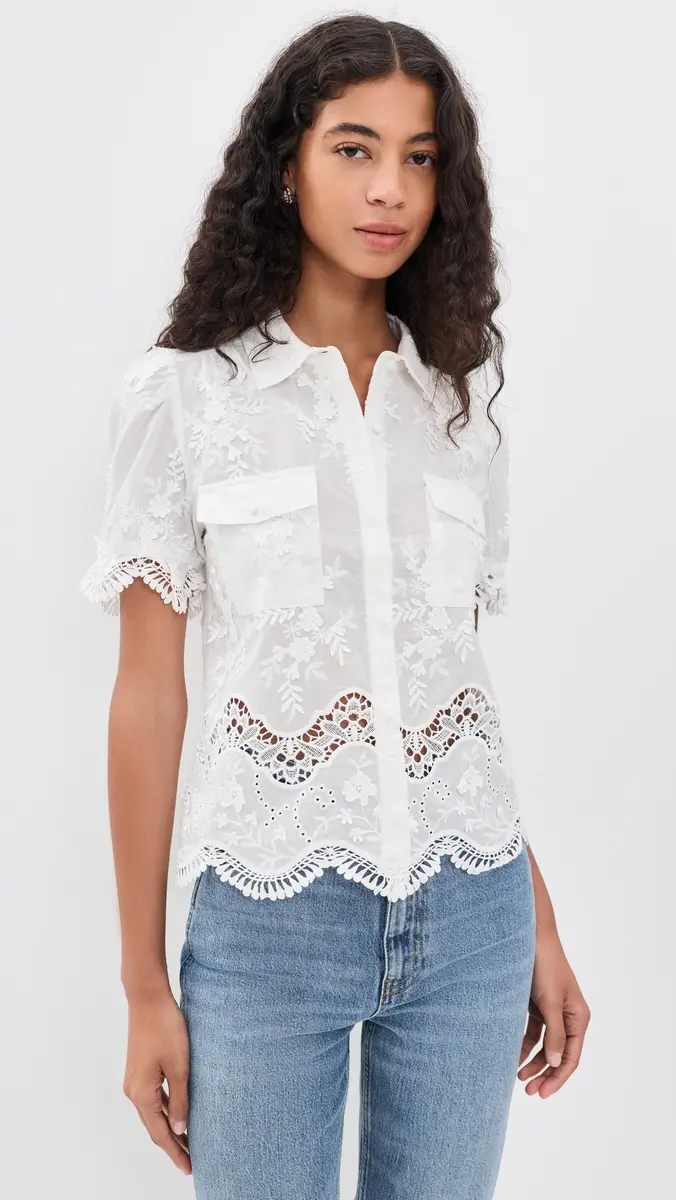 Generation Love Mina 3D Voile Button Down Shirt | Thumbnail 2 Generation Love Mina 3D Voile Button Down Shirt | Thumbnail 2