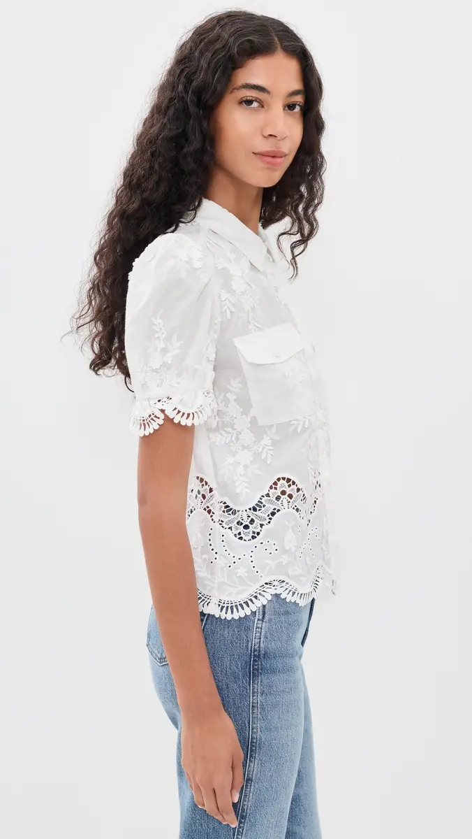 Generation Love Mina 3D Voile Button Down Shirt | Thumbnail 4 Generation Love Mina 3D Voile Button Down Shirt | Thumbnail 4