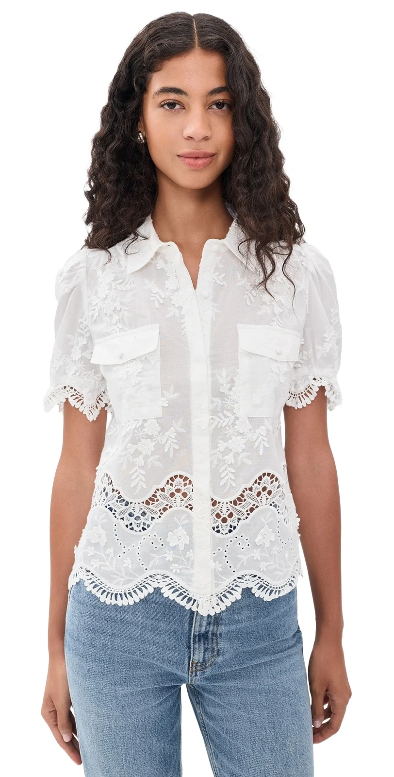 Mina 3D Voile Button Down Shirt