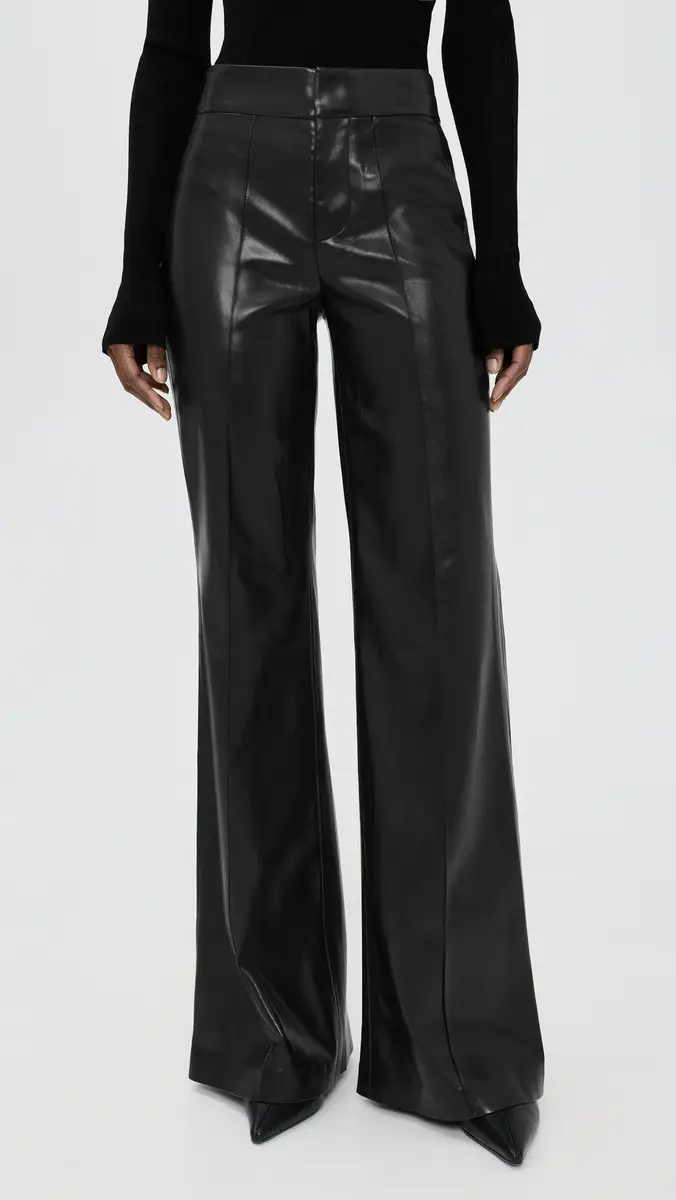 Alice + Olivia Dylan Faux Leather High Waisted Wide Leg Pants | Thumbnail 2 Alice + Olivia Dylan Faux Leather High Waisted Wide Leg Pants | Thumbnail 2