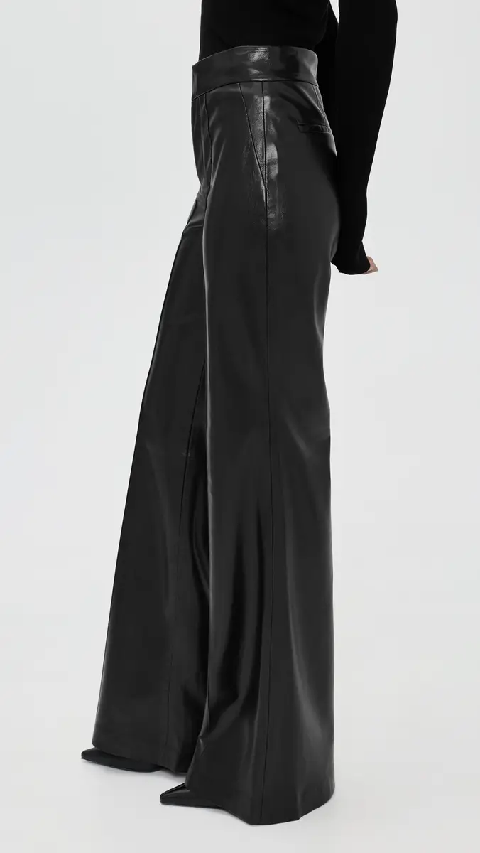 Alice + Olivia Dylan Faux Leather High Waisted Wide Leg Pants | Thumbnail 4 Alice + Olivia Dylan Faux Leather High Waisted Wide Leg Pants | Thumbnail 4