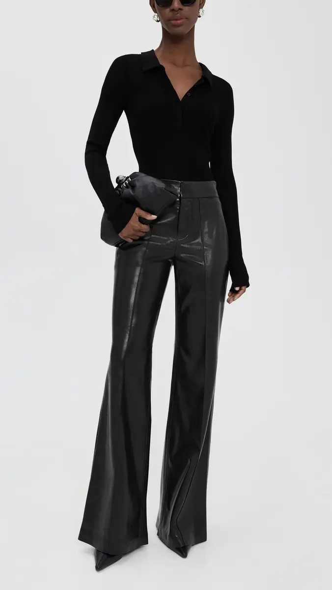 Alice + Olivia Dylan Faux Leather High Waisted Wide Leg Pants | Thumbnail 5 Alice + Olivia Dylan Faux Leather High Waisted Wide Leg Pants | Thumbnail 5