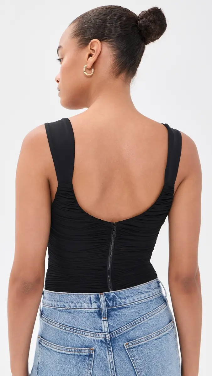 Alice + Olivia Renee Sheer Soft Ruched Tank Thong Bodysuit | Thumbnail 3 Alice + Olivia Renee Sheer Soft Ruched Tank Thong Bodysuit | Thumbnail 3