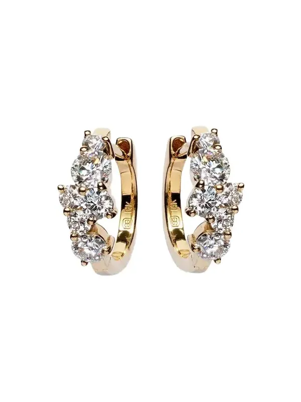 Huggie 14kt gold earrings with diamonds Huggie 14kt gold earrings with diamonds