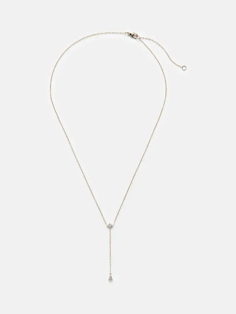 Perfect Pear 14kt gold lariat necklace with diamonds Perfect Pear 14kt gold lariat necklace with diamonds