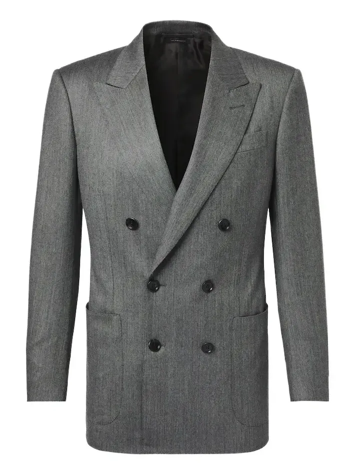 Mouliné wool twill blazer