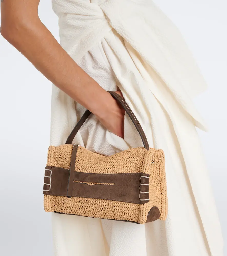 JW Anderson Loafer Small suede-trimmed raffia top-handle bag | Thumbnail 5 JW Anderson Loafer Small suede-trimmed raffia top-handle bag | Thumbnail 5