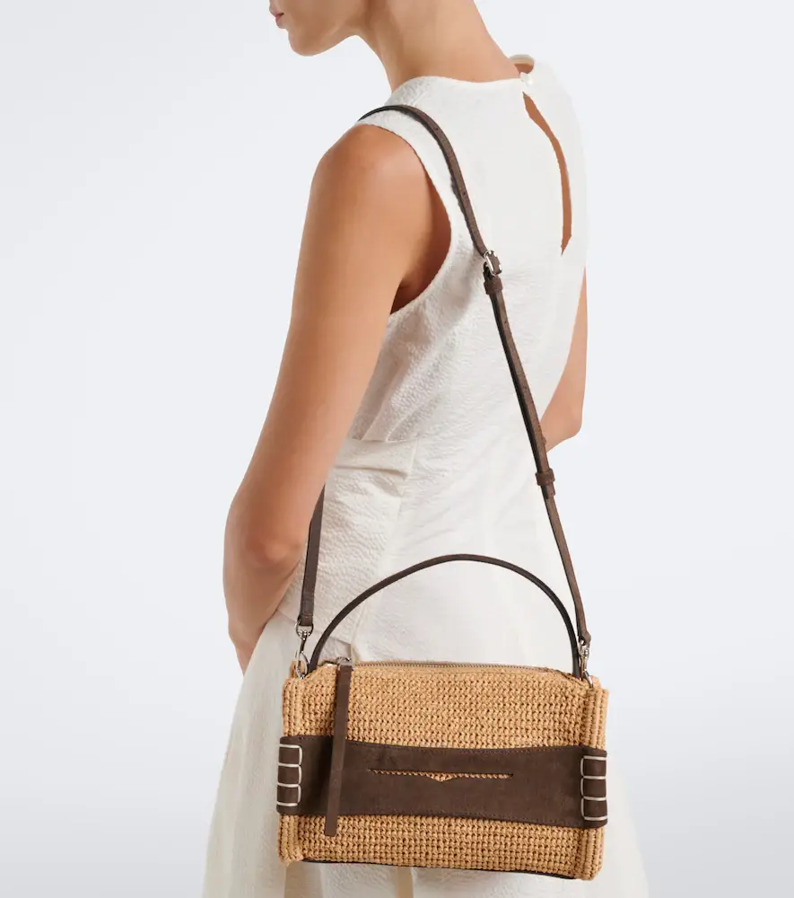 JW Anderson Loafer Small suede-trimmed raffia top-handle bag | Thumbnail 6 JW Anderson Loafer Small suede-trimmed raffia top-handle bag | Thumbnail 6