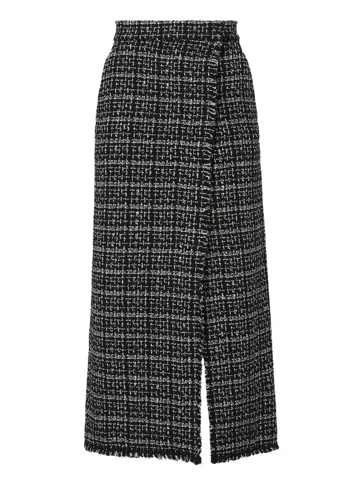 Checked cotton-blend tweed pencil skirt Checked cotton-blend tweed pencil skirt