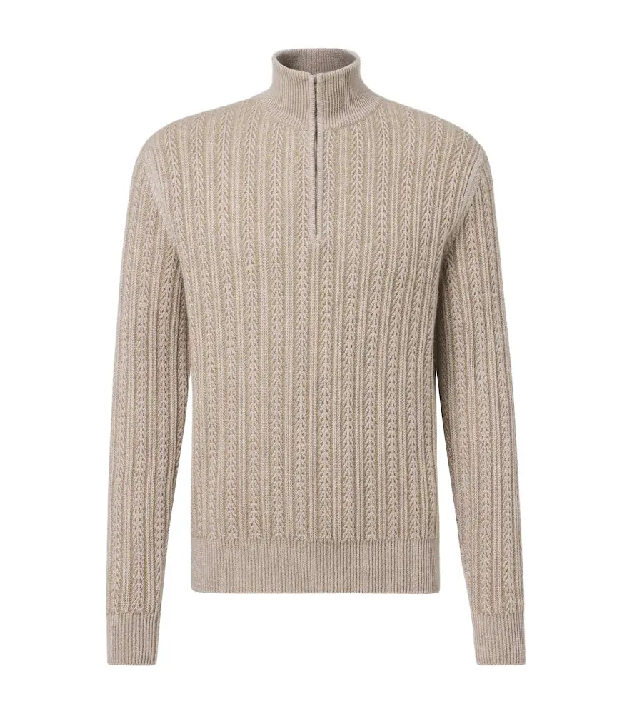 Cashmere, wool, and silk half-zip sweater Cashmere, wool, and silk half-zip sweater
