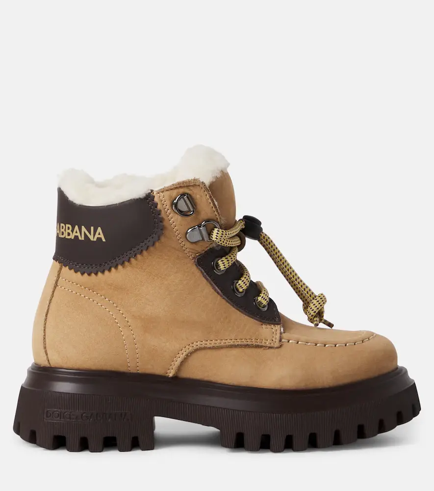 Dolce & Gabbana Kids Shearling-lined leather lace-up boots | Thumbnail 4 Dolce & Gabbana Kids Shearling-lined leather lace-up boots | Thumbnail 4