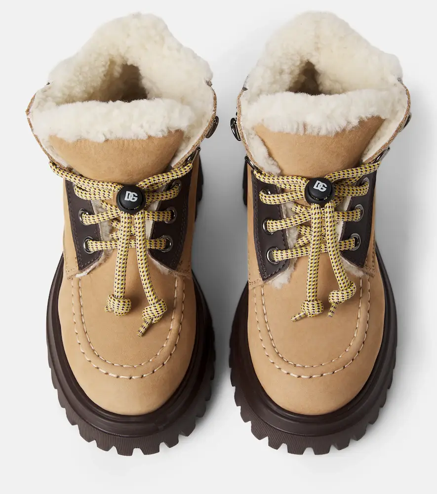 Dolce & Gabbana Kids Shearling-lined leather lace-up boots | Thumbnail 5 Dolce & Gabbana Kids Shearling-lined leather lace-up boots | Thumbnail 5