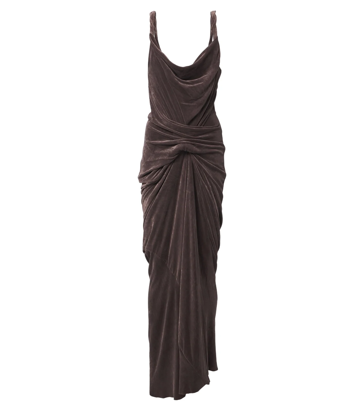 Rick Owens Strutter draped gathered velvet maxi dress