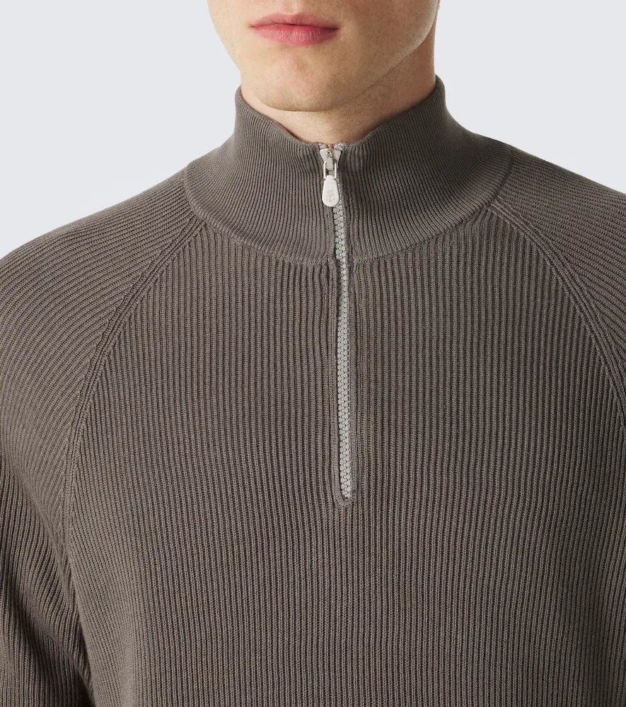 Brunello Cucinelli Ribbed-knit half-zip cotton sweater | Thumbnail 4 Brunello Cucinelli Ribbed-knit half-zip cotton sweater | Thumbnail 4