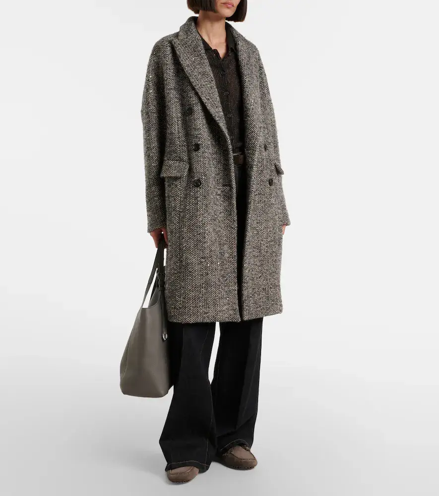 Brunello Cucinelli Herringbone wool-blend coat | Thumbnail 4 Brunello Cucinelli Herringbone wool-blend coat | Thumbnail 4