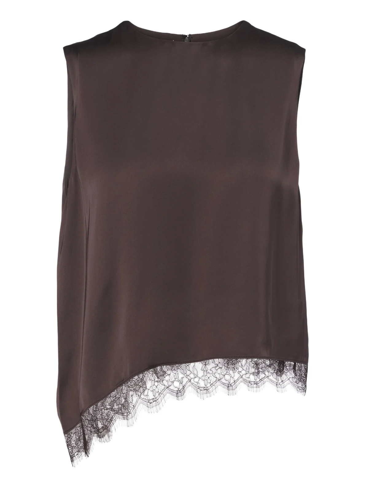 Lace-trimmed satin top Lace-trimmed satin top